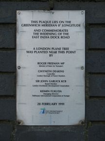 Greenwich Meridian Marker; England; LB Tower Hamlets; Poplar (E14)